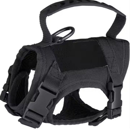 Extra small black tactical dog harness with handle and adjustable straps for small breeds