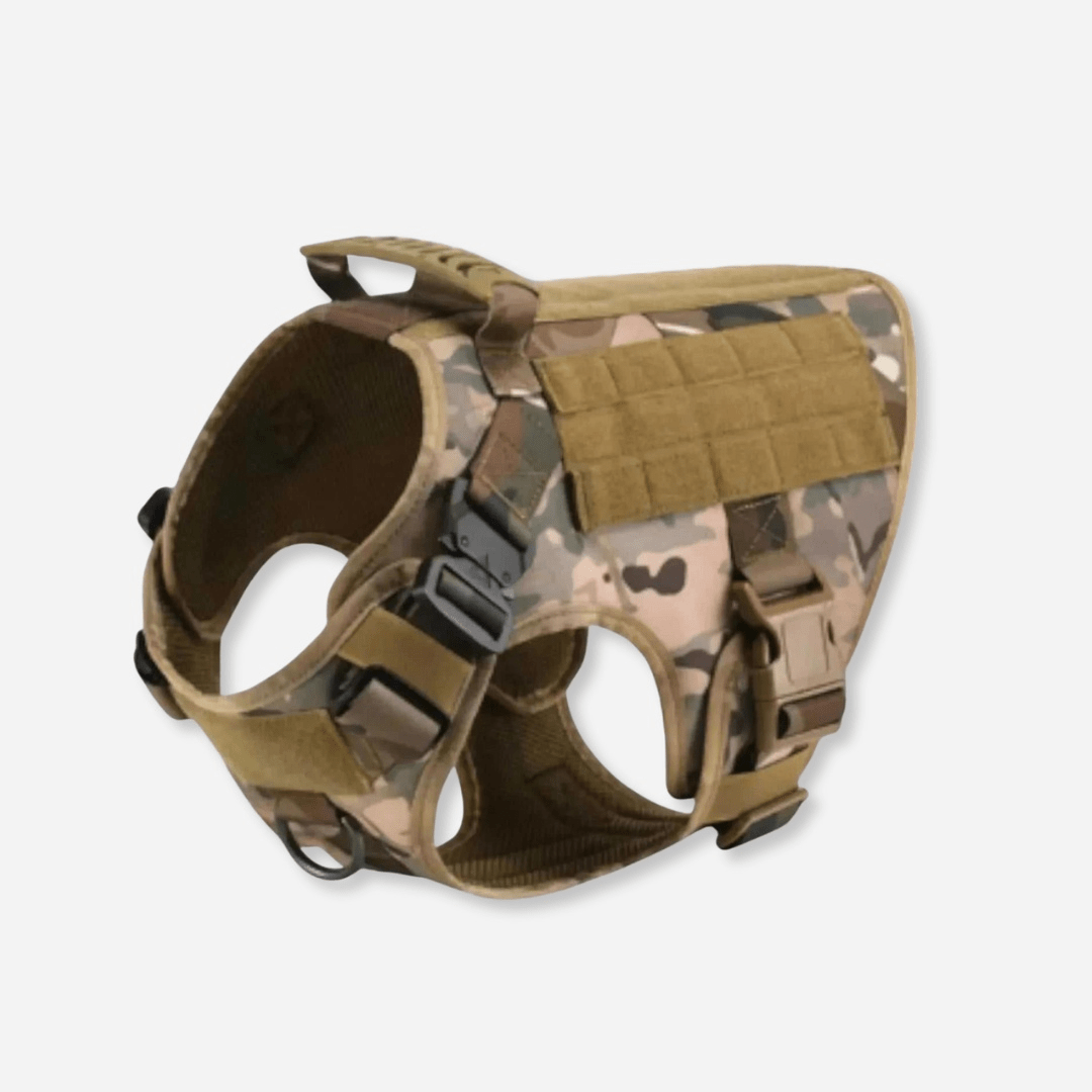 Camouflage heavy-duty tactical dog harness with handle and adjustable straps