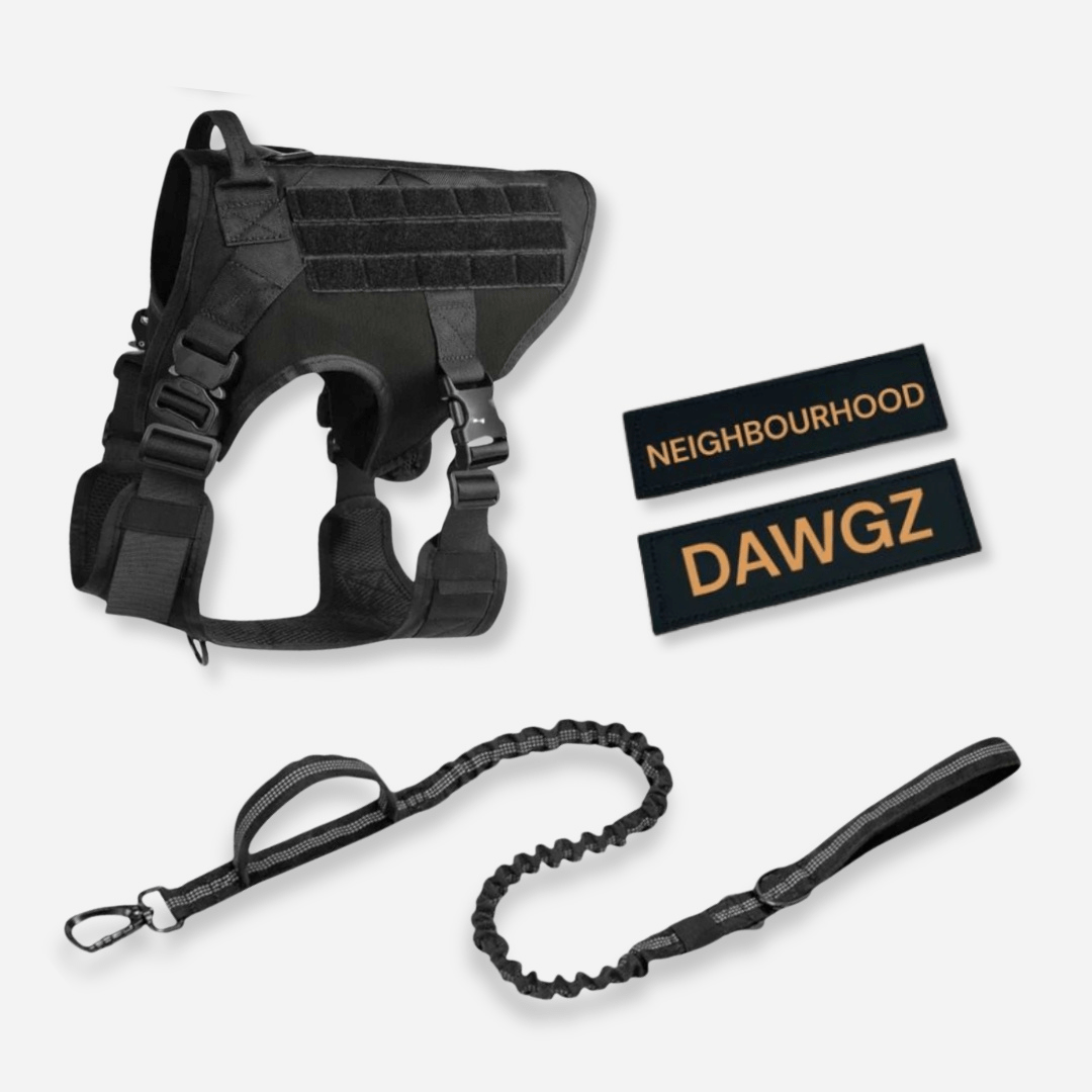 Tactical Dog Harness & Leash Set – Heavy - Duty, Adjustable & Customisable for Large Dogs - Neighbourhood Dawgz