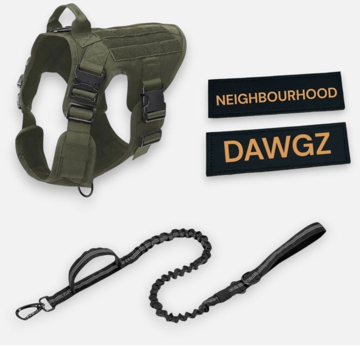 Tactical Dog Harness & Leash Set – Heavy - Duty, Adjustable & Customisable for Large Dogs - Neighbourhood Dawgz
