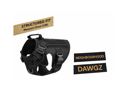 Tactical No - Pull Dog Harness – Heavy - Duty, Adjustable | Includes Personalised Velcro Patch - Neighbourhood Dawgz