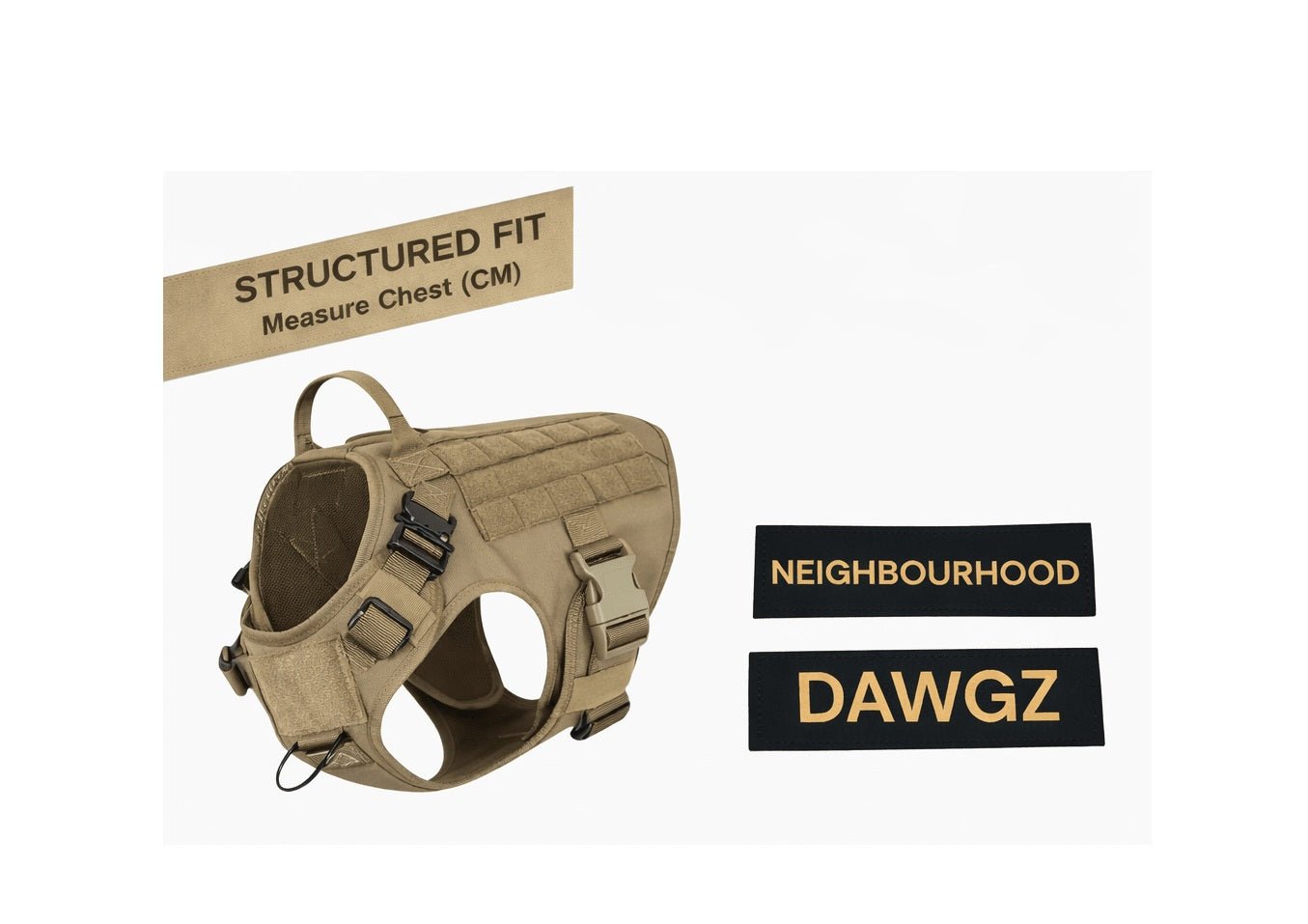Tactical No - Pull Dog Harness – Heavy - Duty, Adjustable | Includes Personalised Velcro Patch - Neighbourhood Dawgz