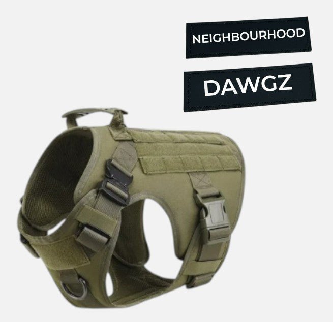 Tactical No - Pull Dog Harness – Heavy - Duty, Adjustable | Includes Personalised Velcro Patch - Neighbourhood Dawgz