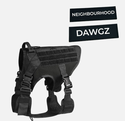 Tactical No - Pull Dog Harness – Heavy - Duty, Adjustable | Includes Personalised Velcro Patch - Neighbourhood Dawgz