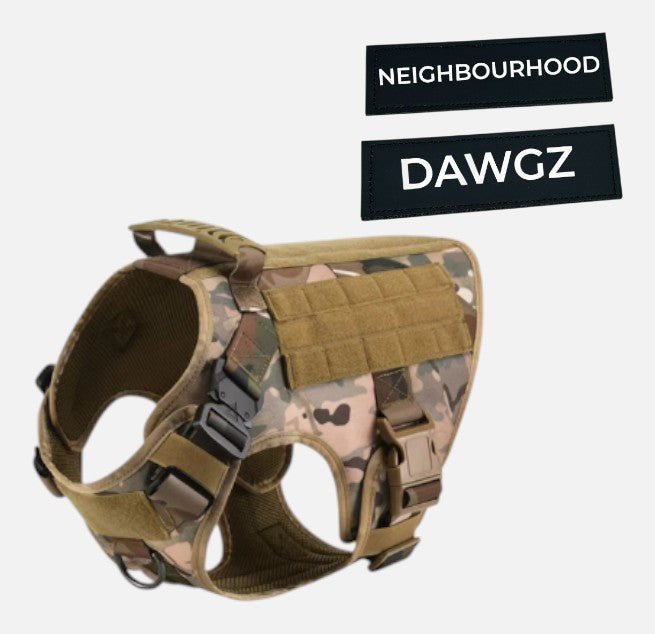 Tactical No - Pull Dog Harness – Heavy - Duty, Adjustable | Includes Personalised Velcro Patch - Neighbourhood Dawgz