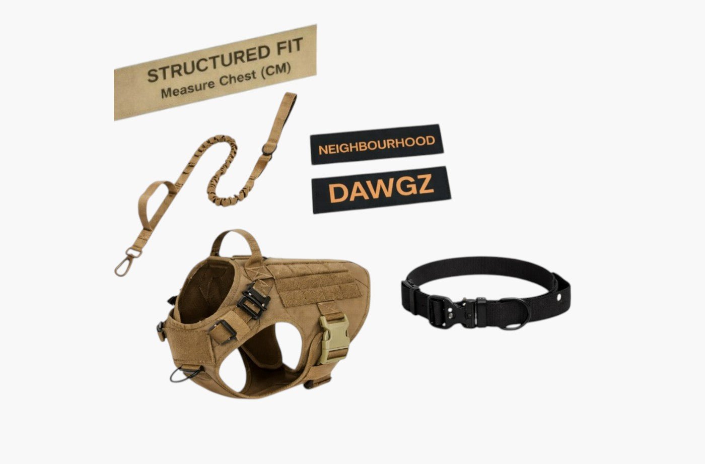 ULTIMATE Tactical Dog Harness Set – Custom Patch, Collar & Lead - Neighbourhood Dawgz