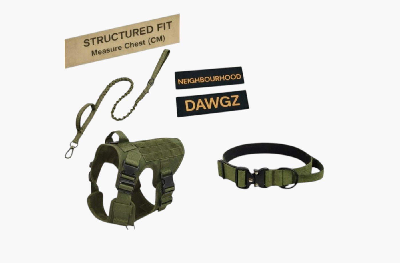 ULTIMATE Tactical Dog Harness Set – Custom Patch, Collar & Lead - Neighbourhood Dawgz